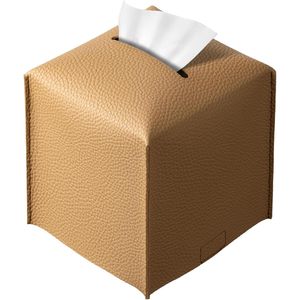 Boîte à mouchoirs carrée en cuir PU, organisateur moderne, support à mouchoirs en forme de cube de 5,34 pouces pour la décoration de la maison et du bureau - Product Image 1