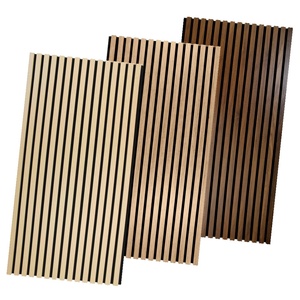 Fabrik Großhandel Hochwertige Akupanel Anpassbare <span class=keywords><strong>Eiche</strong></span> Walnussholz Furnier MDF Lamellen Akustische Wand paneele mit PET Filz Back board - Product Image 1