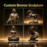Sculpture de femme en bronze coulé avec harpe, patine antique, statue de musicienne, base nuage, ornement décoratif pour hall intérieur