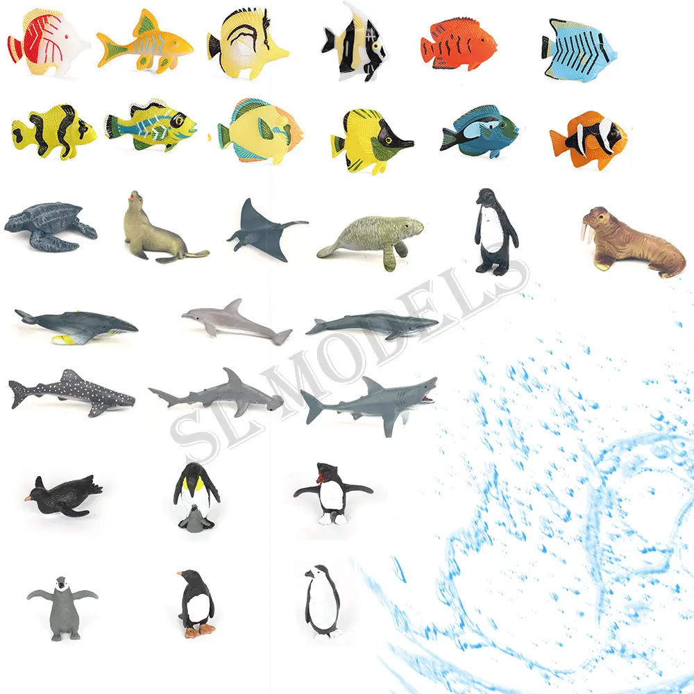Modelli SL produttore 30 diversi animali marini giocattolo in plastica solida Mini promozionali a buon mercato mare animali figurine per bambini
