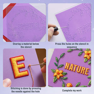 プラスチック刺繍ステンシルキット レターパターンテンプレート 手縫い用刺繍パターン 手縫い用 - Product Image 5