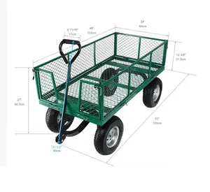 Carretilla de servicio pesado Carro de malla de jardín Carro de malla de acero Carro de jardín para césped al aire libre