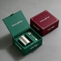 Boîte en papier personnalisée de luxe avec fermeture magnétique rigide, fouet à matcha, tasse isotherme, emballage cadeau pour le thé