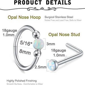 Anneau de nez en acier titane plaqué or, lot de 2 pièces, clou de nez Aobao, anneau sans soudure, <span class=keywords><strong>fermeture</strong></span> de septum nasal, bijoux de corps pour mariage - Product Image 2