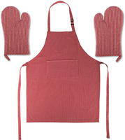 Tablier cuisine blanc, ensemble de 5 pièces, avec mitaines de four, porte-serviettes, set de tabliers de cuisine