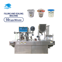 Machine de remplissage et de scellage automatique à grande vitesse pour gobelets en plastique (yaourt, jus, eau, liquides minéraux)