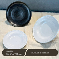 Assiette de table en mélamine non toxique de style chinois - Assiette créative « Montagne Silencieuse » pour fondue, barbecue et bœuf noir