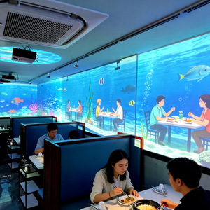 Système de projection holographique interactive 3D pour murs intérieurs de restaurants créatifs - Product Image 1