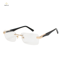 Lunettes de vue sans monture en métal, branches ultra légères en acier inoxydable, plaquettes de nez confortables, design minimaliste, usage quotidien