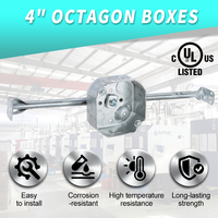 USLINSKY Promotion Boîtier de jonction octogonal en acier galvanisé 4x4 pouces pour conduit KO's Raised Ground LT324 pour IP45 pour appareils électroménagers