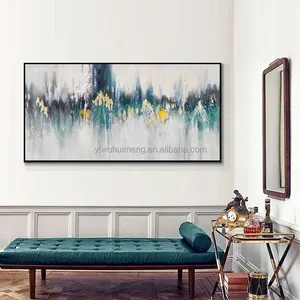 100% Handmade Black Green Abstract Ripple Wall Art Canvas Picture Hand Painted Canvas Framed Oil Paintings Wall Art Decor Blue