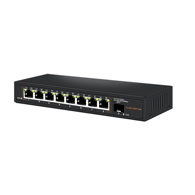 POE Ethernet Switch 25G SFP+ 4/5/8-Port 2.5G/10G Uplink with Network Monitoring Model Plug and Play Metal Shield