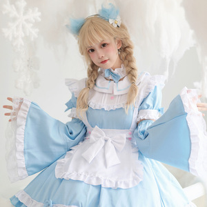 Alice Maid Costume Sky Blue Plus Size Detachable Sleeves Women Performance Outfit - Product Image 2