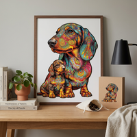 Rompecabezas de madera con diseño de Mandala de Dachshund Irregular, impresión pigmentada, corte contorneado, acabado sedoso suave, madera maciza con bolsa de almacenamiento, venta al por mayor OEM