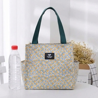 Sac fourre-tout imperméable à imprimé floral à carreaux, taille moyenne, doublure TC, taille personnalisée pour les trajets quotidiens et les repas
