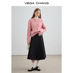 Jupe plissée noire à taille haute et coupe ajustée de style preppy VEGA CHANG pour femme - Product Image 3