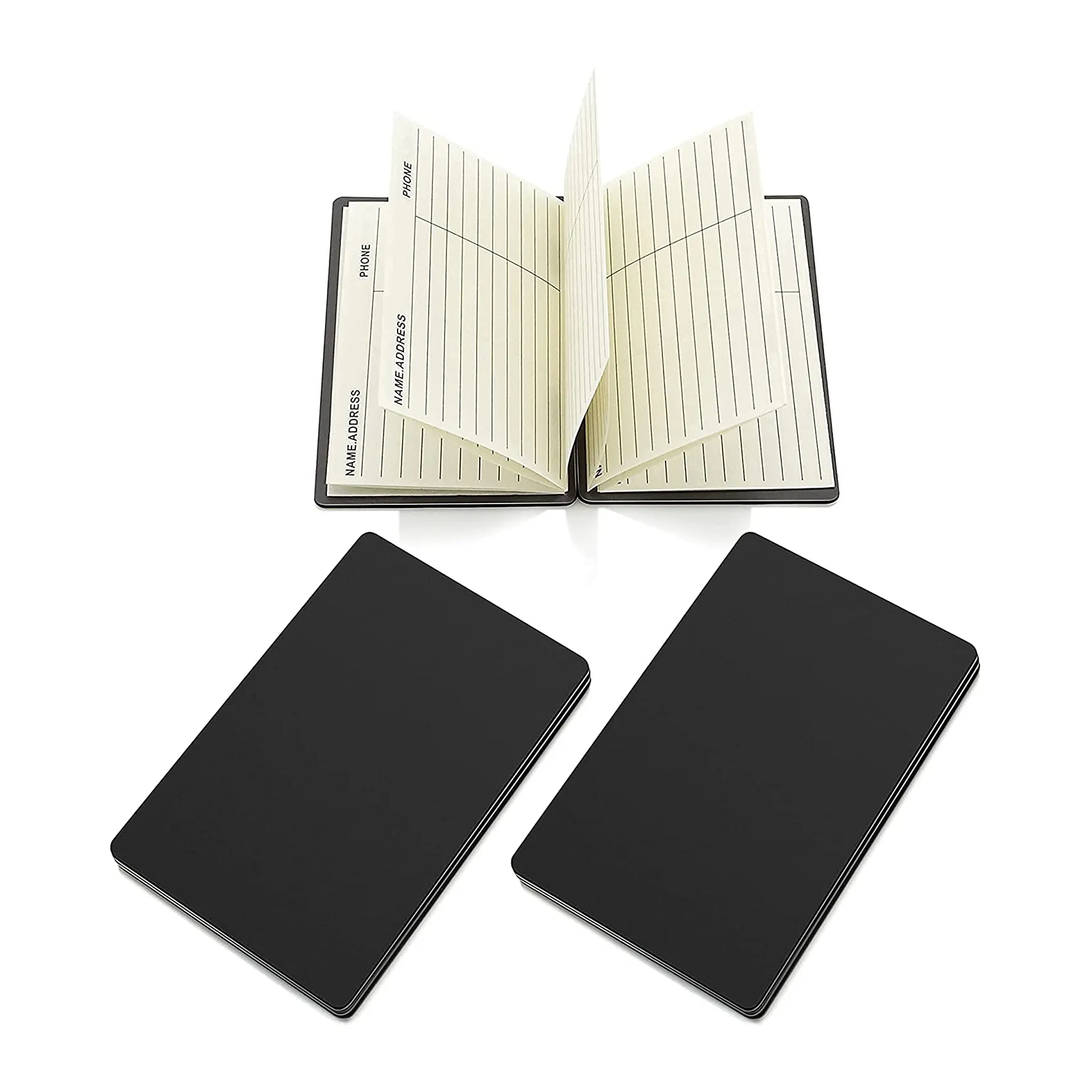 Tamanho do cartão preto pequeno endereço magnético livro carteira magnética notebook de bolso mantem informações de contato todos os vezes