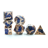 Metall-Polyeder-Würfelset für Rollenspiele D&D RPG Pathfinder Warhammer Blaue Katze Design-Würfelset Gaming-Würfel für Tischspiele