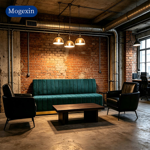 ชุดโซฟากำมะหยี่สไตล์อินดัสเทรียลเรโทร เหมาะสำหรับบาร์ ร้านอาหาร และห้องนั่งเล่น เก้าอี้หนังสำหรับแขกในห้องรับรอง - Product Image 1