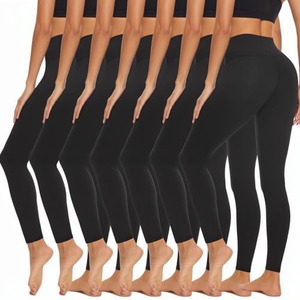 Leggings de yoga pour femmes en nylon/spandex de haute qualité, solides et doux, taille haute, élastiques, effet push-up, pour l'entraînement physique, personnalisables avec logo - Product Image 1