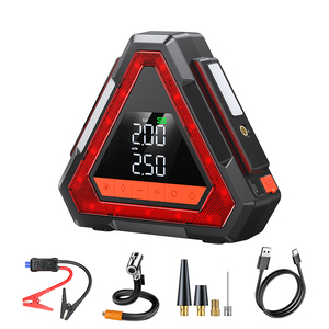 Arrancador <span class=keywords><strong>de</strong></span> Coches 4 en 1 con Compresor <span class=keywords><strong>de</strong></span> Aire, Luz <span class=keywords><strong>de</strong></span> Advertencia Triangular, Inflador <span class=keywords><strong>de</strong></span> Neumáticos <span class=keywords><strong>de</strong></span> 150 PSI, Banco <span class=keywords><strong>de</strong></span> Energía Portátil <span class=keywords><strong>de</strong></span> 25 Cilindros - Product Image 1