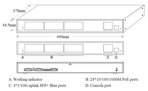 Commutateur PoE industriel géré 24 ports RJ45 10/100/1000M + 4 ports SFP+ 1/10G pour caméras de vidéosurveillance - Product Image 2