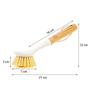 プロモーション高品質竹環境プラスチックナイロンウールロングハンドルディッシュブラシ再利用可能なキッチンディッシュブラシポットブラシ - Product Image 3