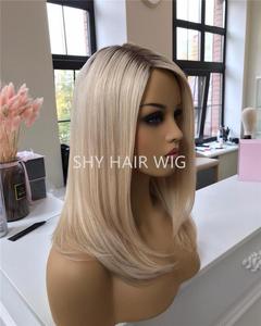 Gran oferta de cabello humano virgen rubio corto 613 pelucas de encaje completo corte Romo Peluca Corta línea de cabello prearrancada para mujer - Product Image 4