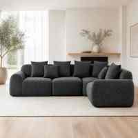 Canapé modulaire en forme de L en tissu rembourré en éponge convertible pour salon d'appartement