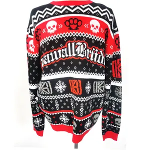 Custom FNJIA Christmas Sweater Women's Jacquard Popular Crew Neck Long Sleeve Pullover Fawn Knitwear Ugly Christmas Sweater