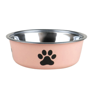 Bol pour animaux de compagnie en acier inoxydable rose, anti-déversement, pour chien et chat, bol à nourriture et à eau, bol d'alimentation arrondi, utilisation en intérieur - Product Image 1