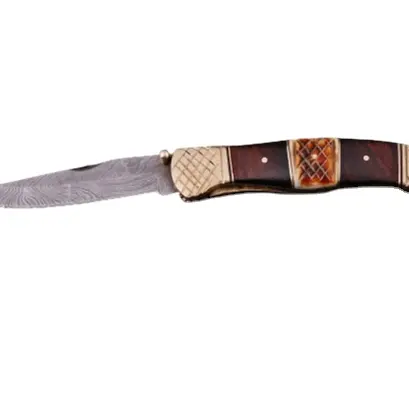 مخصص اليدوية اليد العمل على مقبض سكين جيب الجملة منخفضة السعر للطي السكاكين دمشق الصلب العظام و الخشب مقبض