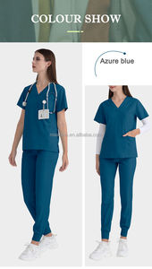 Elegante Logo personalizzato medico elasticizzato infermiere chirurgico uniforme maniche corte pantaloni da Jogger salone scrub tute per le donne - Product Image 3