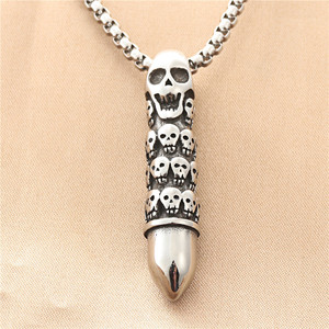 Yunnique – collier avec pendentif en forme de crâne pour hommes, en acier inoxydable, Design géométrique rétro, 190192 - Product Image 2