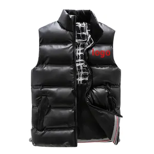 Custom logo wholesale high quality men's winter warm outdoor fashion riding windproof sleeveless jacket shiny vest