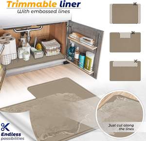 Tapete Impermeable para Debajo del Fregadero, Protector de Silicona para Gabinetes de Cocina de 34" x 22", Bandeja Recolectora de Goteos para Baño, Gris - Product Image 4
