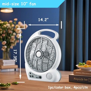 Quạt Điện Cầm Tay Có Thể Sạc Lại Khẩn Cấp 10Inch Với Bảng Pin Vô Tuyến Động Cơ 20 6V 8 Chiếc Đèn Led Ban Đêm Siêu Sáng - Product Image 4