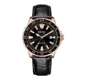 43mm <b>Black</b> Rotating Bezel Japanese Miyota 9015 Automatic Sapphire <b>Men</b> <b>Watch</b> BGW9&C3 Luminous Number Genuine Leather Strap - Product Image 3
