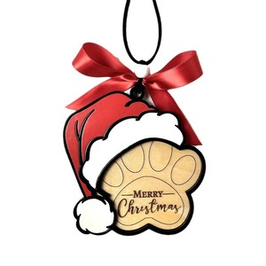 Gato garra impresión Navidad <span class=keywords><strong>sombrero</strong></span> colgante árbol <span class=keywords><strong>de</strong></span> Navidad decoración colgante pequeño cartón artesanías <span class=keywords><strong>de</strong></span> madera - Product Image 1