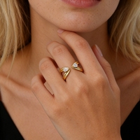 Bague ouverte réglable en acier inoxydable pour femme, nouvelle bague élégante à double extrémité avec zircon en forme de goutte d'eau, bijoux de mode