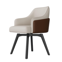 Chaise de salle à manger pivotante moderne avec accoudoirs et dossier, design ergonomique, métal + cuir, pour la maison et l'hôtel