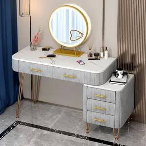 북유럽 간단한 빛 럭셔리 침실 드레서 무료 설치 스토리지 캐비닛 드레싱 테이블 소녀 메이크업 테이블 LED 거울