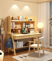 Bureau d'étude en bois massif avec étagère ouverte et hauteur réglable pour enfants et bureau à domicile - Vente en gros
