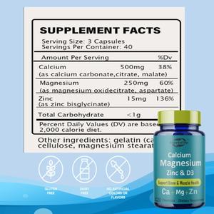 OEM, частная этикетка, высокопоглощающие кальций, магний, цинковые капсулы, костная и иммунная поддержка, 120 колпачки, сертифицированные GMP - Product Image 4