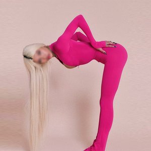 2025 tutina aderente a maniche lunghe personalizzata da donna <span class=keywords><strong>con</strong></span> <span class=keywords><strong>elastico</strong></span> <span class=keywords><strong>in</strong></span> <span class=keywords><strong>vita</strong></span> <span class=keywords><strong>con</strong></span> Logo anteriore stile pantaloni svasati - Product Image 3