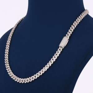 Collier en argent sterling 925 avec diamant cultivé en laboratoire, design classique moderne de luxe, élégant, unisexe, cadeau de mariage, bijoux - Product Image 5