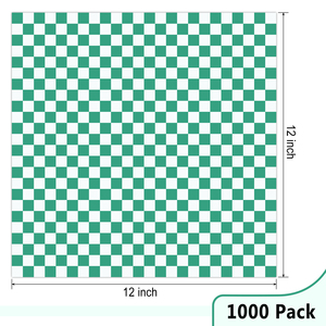 305x305mm <b>Green</b> Grid Grease Resistant Paper Food Wrapping Liner Paper For Fried Food - Product Image 1