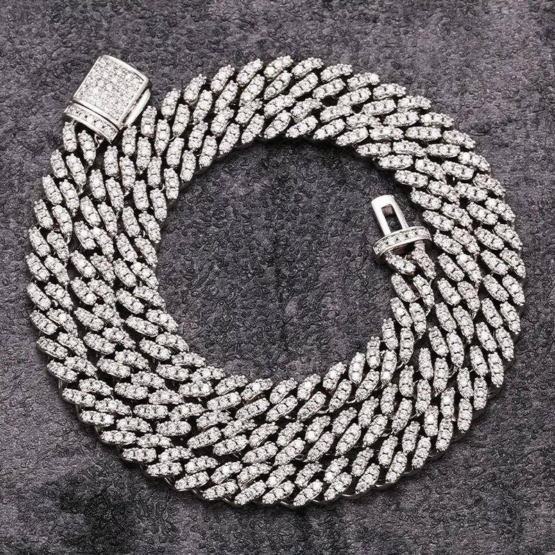 New 925 Silver Vermeil 6MM Iced Out CZ Cubic Zirconia Necklaces 1 Row Cuban Chain Necklace Bracelets Hip Hop Jewelry Men Women