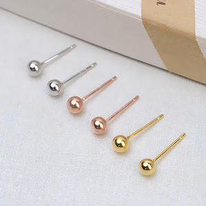 Pendientes de Aro Abiertos con Bola de Plata S925 Wenchi y Pasador de 4mm, Nuevos, 1625, Joyería Hecha a Mano con Oro Rosa, Certificado IGI, Modelo 16209 - Product Image 1