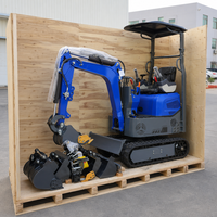 Excavator Mini Diesel 1 Ton Grosir Cina, Mesin Crawler dengan Quick Hitch Auger, Bucket Sempit, Bersertifikasi CE untuk Penggunaan Rumah dan Kebun